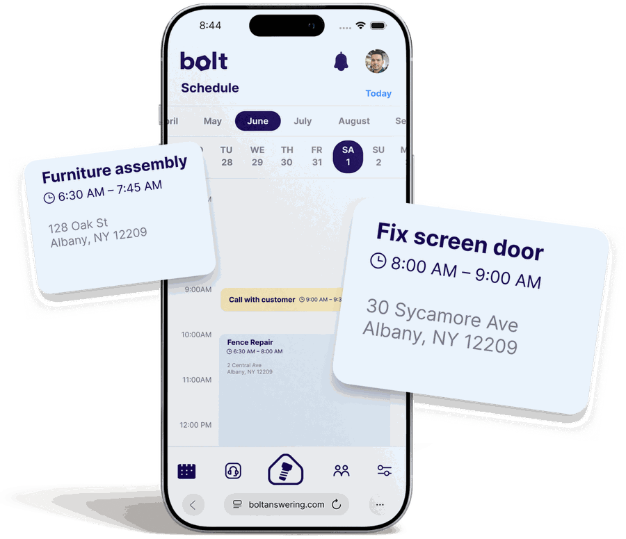 Bolt schedule with booked jobs